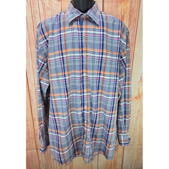 Peter Millar Mens Button-Down Long Sleeve Plaid Crown Shirt XL - Picture 1 of 6